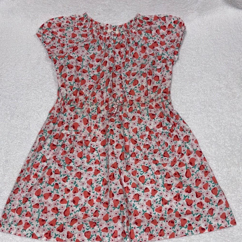 Mini Boden Pink floral pear summer short sleeve dress girls 9/10
